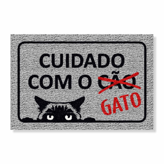 Tapete de Entrada Cuidado com o Gato